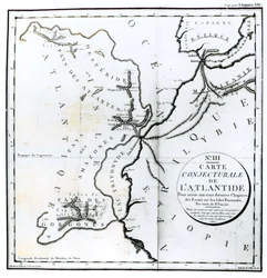 Nr. III Vermutliche Karte der Insel Atlantis, gezeichnet von Bory von St-Vincent und graviert von E. Collin